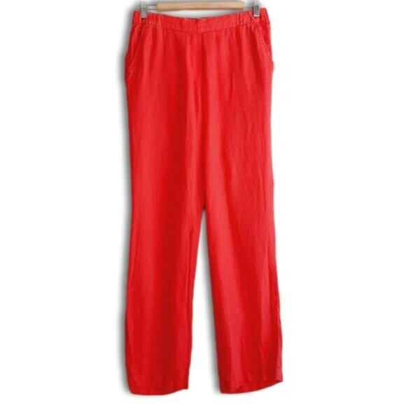 ELLEN TRACY 100% Linen Pull-on Elastic Waist Light Pants Pink Sz 6 - Picture 2 of 12